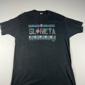Vintage 1993 Glorieta New Mexico Black Shirt Native American Design Men Size XXL